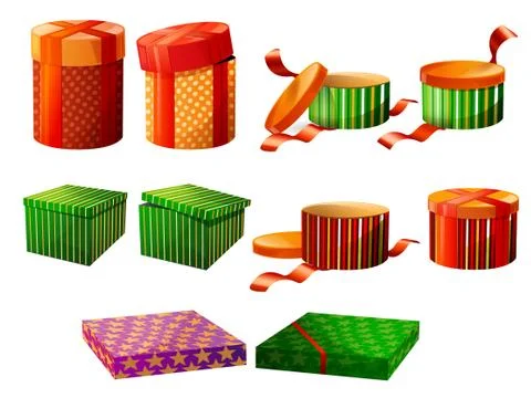 Isolated editable christmas vextor box set 스톡 일러스트
