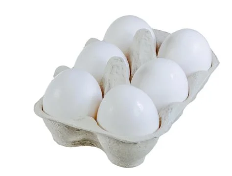 Isolated egg box full with white bio eggs Stock Photos