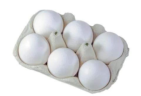 Isolated egg box full with white bio eggs Stock Photos