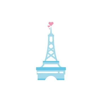 Isolated eiffel tower and hearts vector design Stock Illustration
