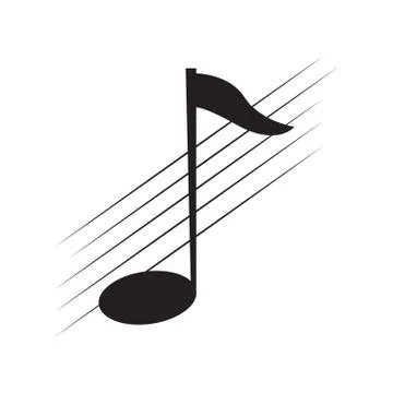 Isolated eighth note on a pentagram Stock Illustration