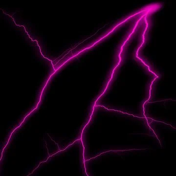 Isolated electrical lightning strike visual effect on black background. Stock Illustration