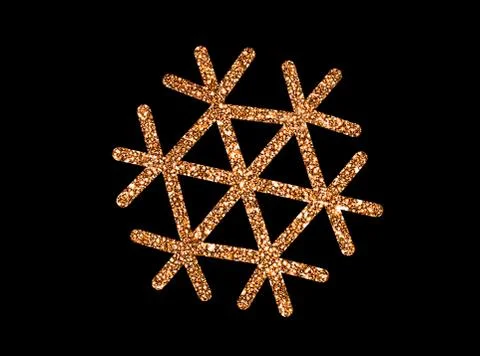 Isolated elegant glitter gold Christmas decoration snowflake Stock Illustration