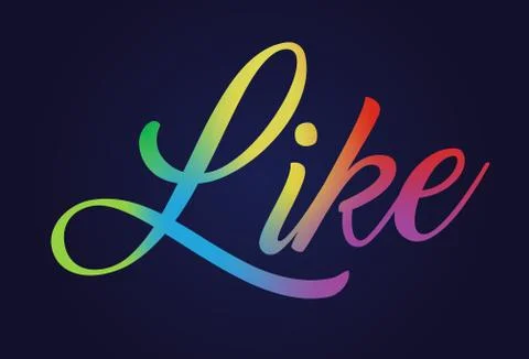 Isolated elegant rainbow gradient hand writing word LIKE Stock Illustration
