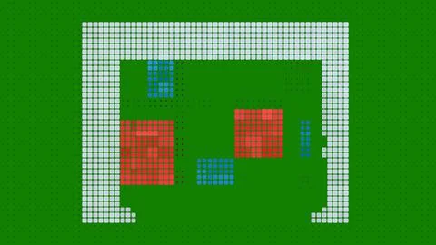 Isolated element on green background. Geometry of squares, pixel style. Stock Illustration