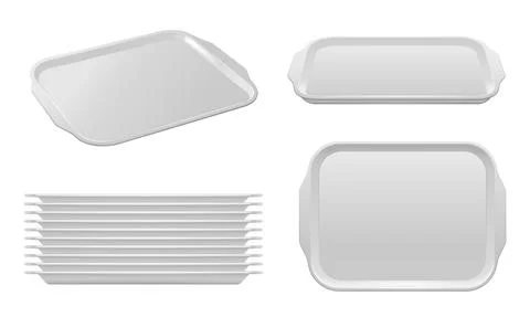 Isolated empty food plastic tray vector mockup Stock Illustration