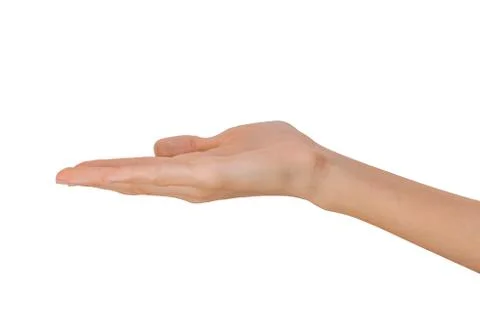 Isolated Empty open woman female hand in a position on a white background Stock Photos