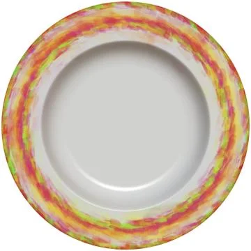 Isolated empty round glazed plate with decorative frame Stock Illustration