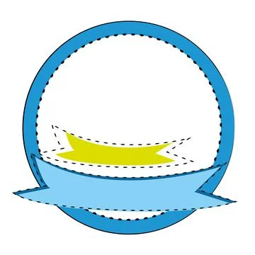 Isolated empty round label with dotted lines Vector Stock Illustration