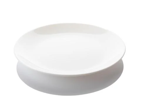 Isolated empty white plate on white background Stock Photos