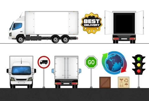 Isolated empty white side truck Stock Illustration