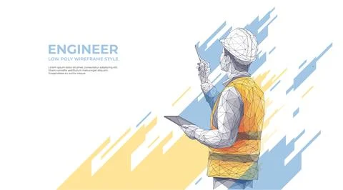 Isolated engineer in technology style on a white background. Stock Illustration