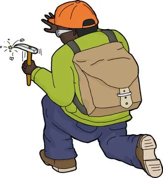 Isolated Explorer with Hammer Stock Illustration