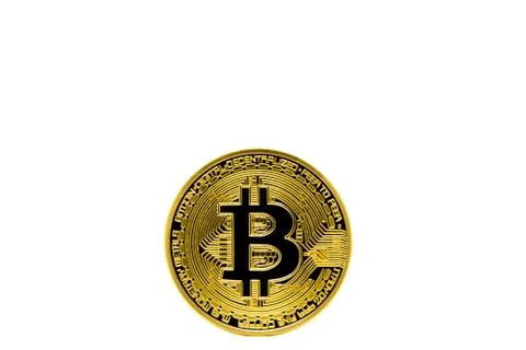 Isolated face of bitcoin on wite background Stock Photos