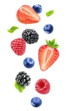 Isolated falling berries Stock Photos