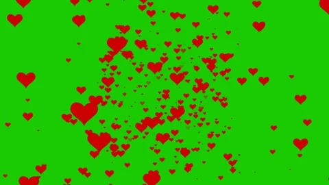 Isolated falling, flying, exploding red hearts 3d rendering.  Stock Footage 97861973
