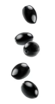 Isolated falling olives Stock Photos