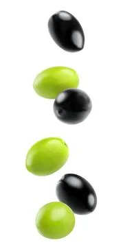 Isolated falling olives Stock Photos