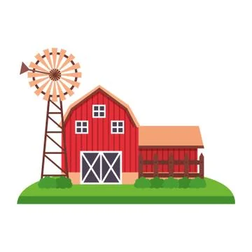 Isolated farm building with windmill vector design Ilustración de archivo
