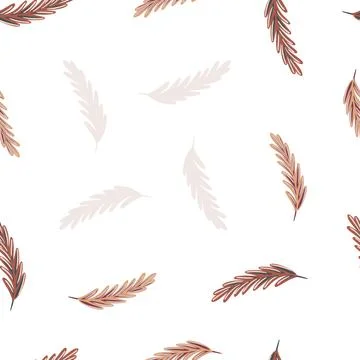 Isolated feather seamless pattern in doodle simple style. White background. D Stock Illustration