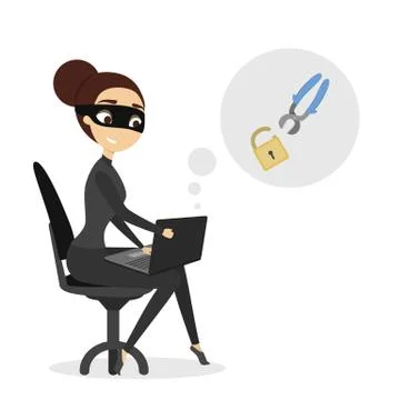 Isolated female hacker. Stock Illustration