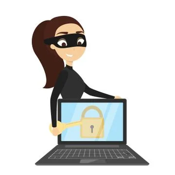Isolated female hacker. Stockillustratie