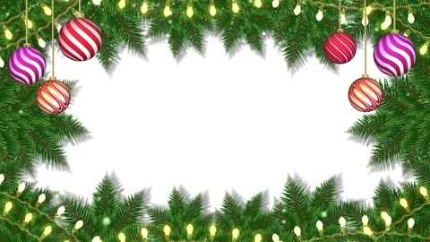 Isolated festive border with hanging ornaments Stock Footage 321199075