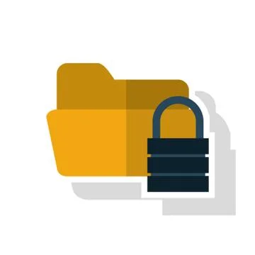 Isolated file padlock and data base design Illustrazione stock