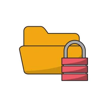 Isolated file padlock and data base design Illustrazione stock