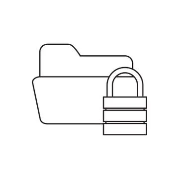 Isolated file padlock and data base design Illustrazione stock