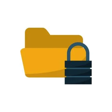 Isolated file padlock and data base design Stock Illustration