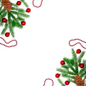 Isolated fir tree with baubles and garlands Stock Photos