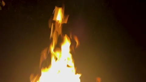 Isolated fire on black background. Flame on black background. Fire on black Stock Footage 309007332