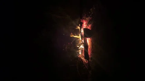 Isolated fire on black background. Flame on black background. Fire on black Stock Footage 312802878
