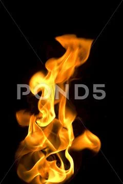 Isolated fire flames on black background, darkness Stock Illustration