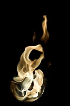 Isolated fire flames on black background, darkness Stock Illustration