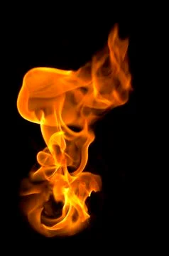 Isolated fire flames on black background, darkness Stockillustratie