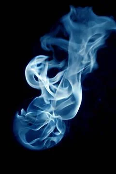 Isolated fire flames on black background, darkness bluish fire with a blac... Stock Photos