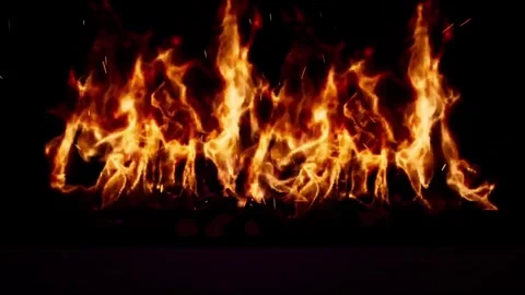Isolated Fire Flames Burning on Black Background VFX Overlay Stock Footage 339629419