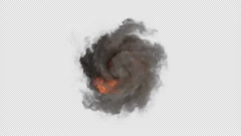 Isolated fire smoke explosion twists closeup with Alpha channel. Stock Footage 237362067