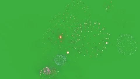 Isolated fireworks burst on green screen for chroma key use Stock Footage 342433489