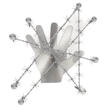 Isolated five finger hand sign  icon with razor wire Ilustração Stock