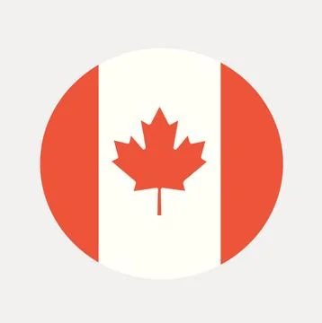 Isolated Flag of Canada in a circle shape. Stock Illustration
