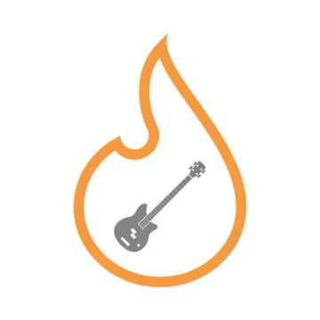 Isolated flame with  a four string electric bass guitar Stock Illustration