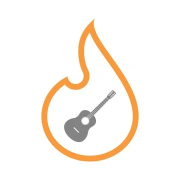 Isolated flame with  a six string acoustic guitar Stock Illustration