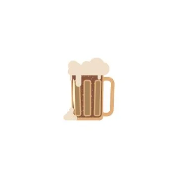 Isolated flat icon fully loaded mug of dark beer. Stock Illustration