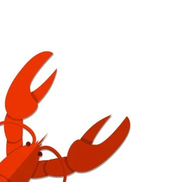 Isolated Flat Lobster on white empty background Stock Illustration