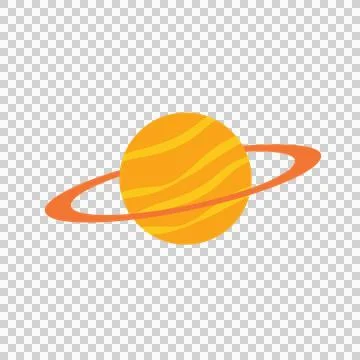 Isolated Flat Saturn Planet with Orange Rings Space Icon Illustration Stock Illustration