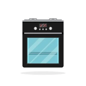 Isolated flat vector icon of black kitchen stove. Modern electric oven. Stock Illustration
