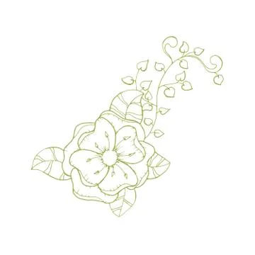 Isolated Floral Branch Element for Coloring Book Pages. Stock Illustration